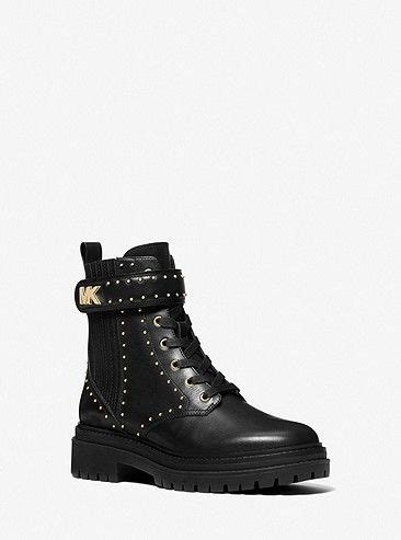 michael michael kors stark embellished leather combat boot|Michael Kors cowboy boots.